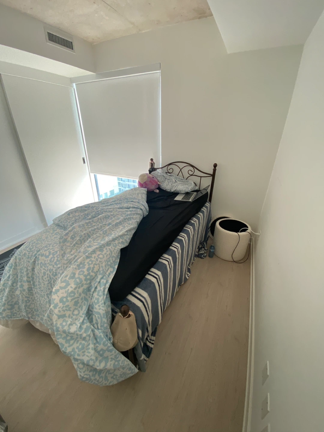 Twin size metal bed frame and 1 twin mattress