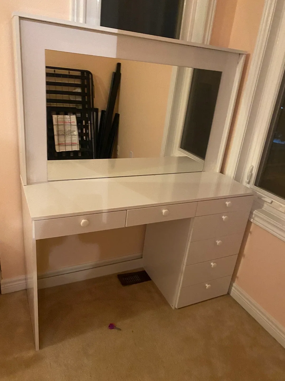 White Vanity Makeup Table with Mirror image indicator(6)