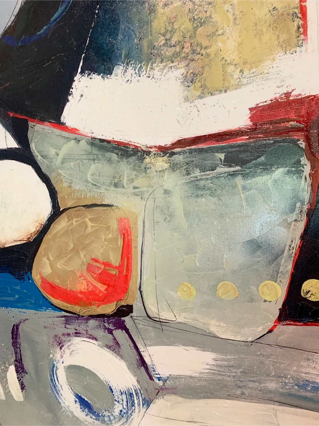 Abstract Painting on Canvas - red/black/blue/white/green image indicator(5)