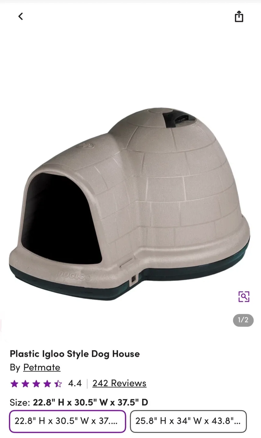 Petmate Igloo Style Dog House 22.8" x 30.5" x 37.5" image indicator(2)