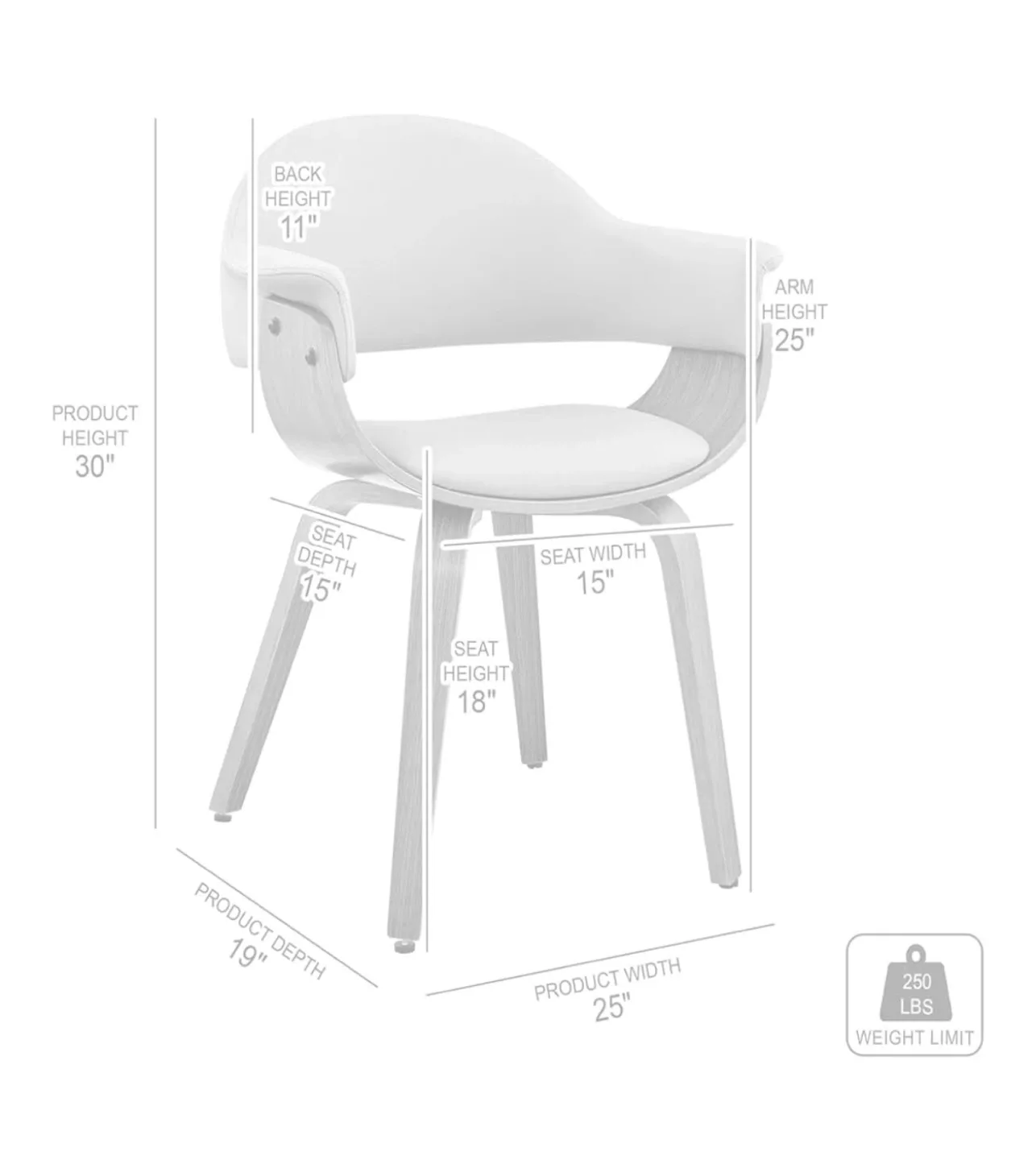 Armen Living Adalyn Faux Accent Chair, Cream/Walnut image indicator(4)
