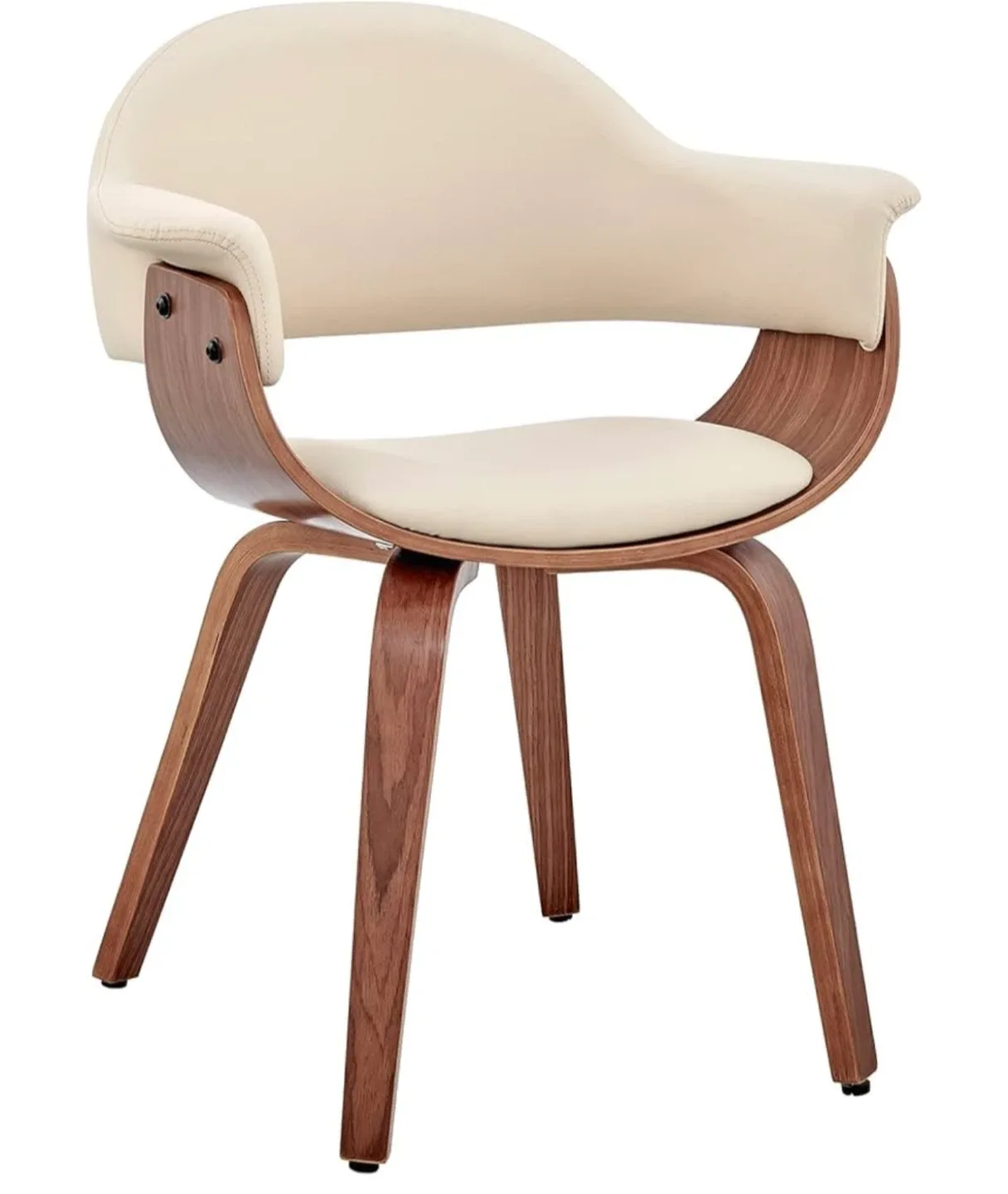 Armen Living Adalyn Faux Accent Chair, Cream/Walnut image indicator(2)