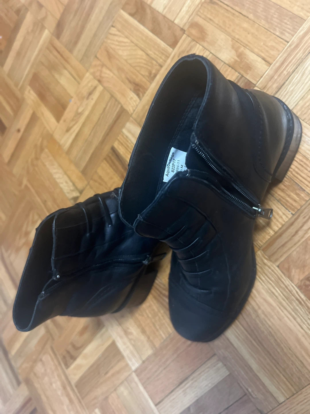 Aqua Collège Black Leather Boots - Size 8.5 - photo 2