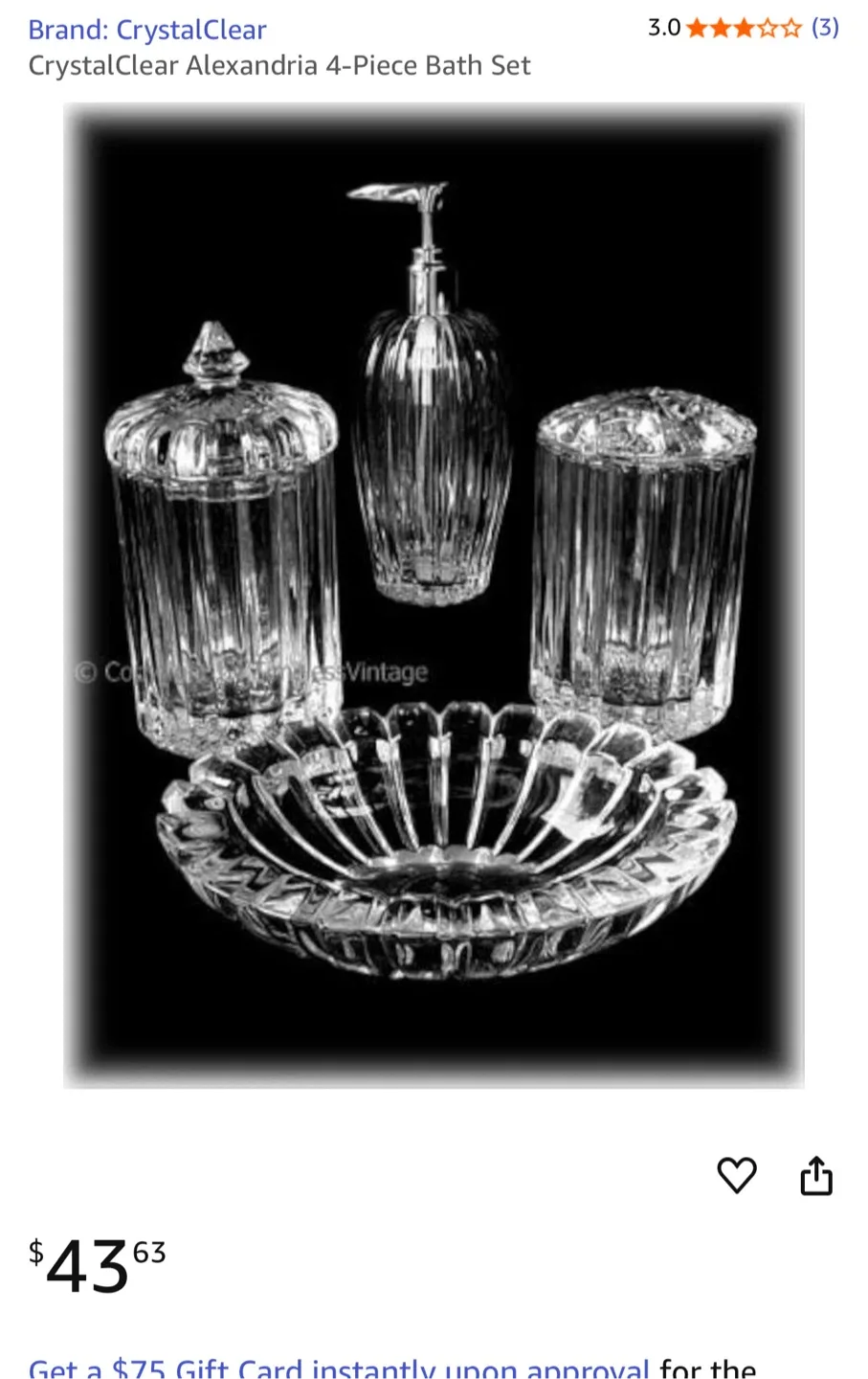 Crystal Clear Alexandria 4-Piece Crystal Bath Set image indicator(2)