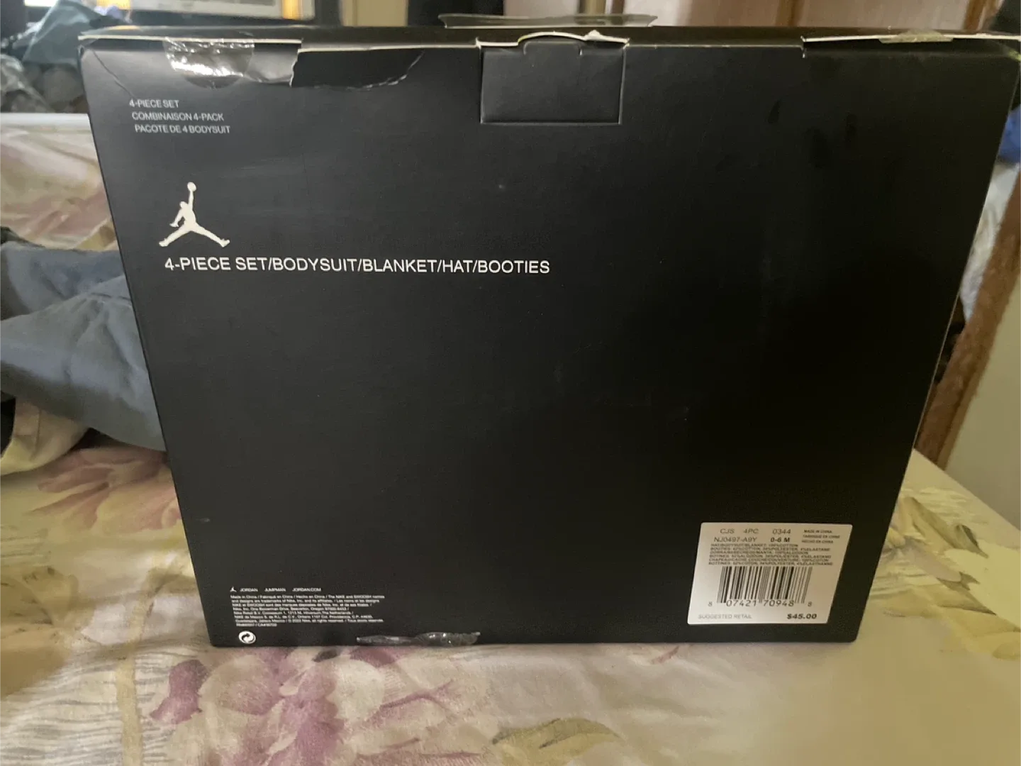 Jordan 4-Piece Set Bodysuit/Blanket/Hat/Booties thumbnail
