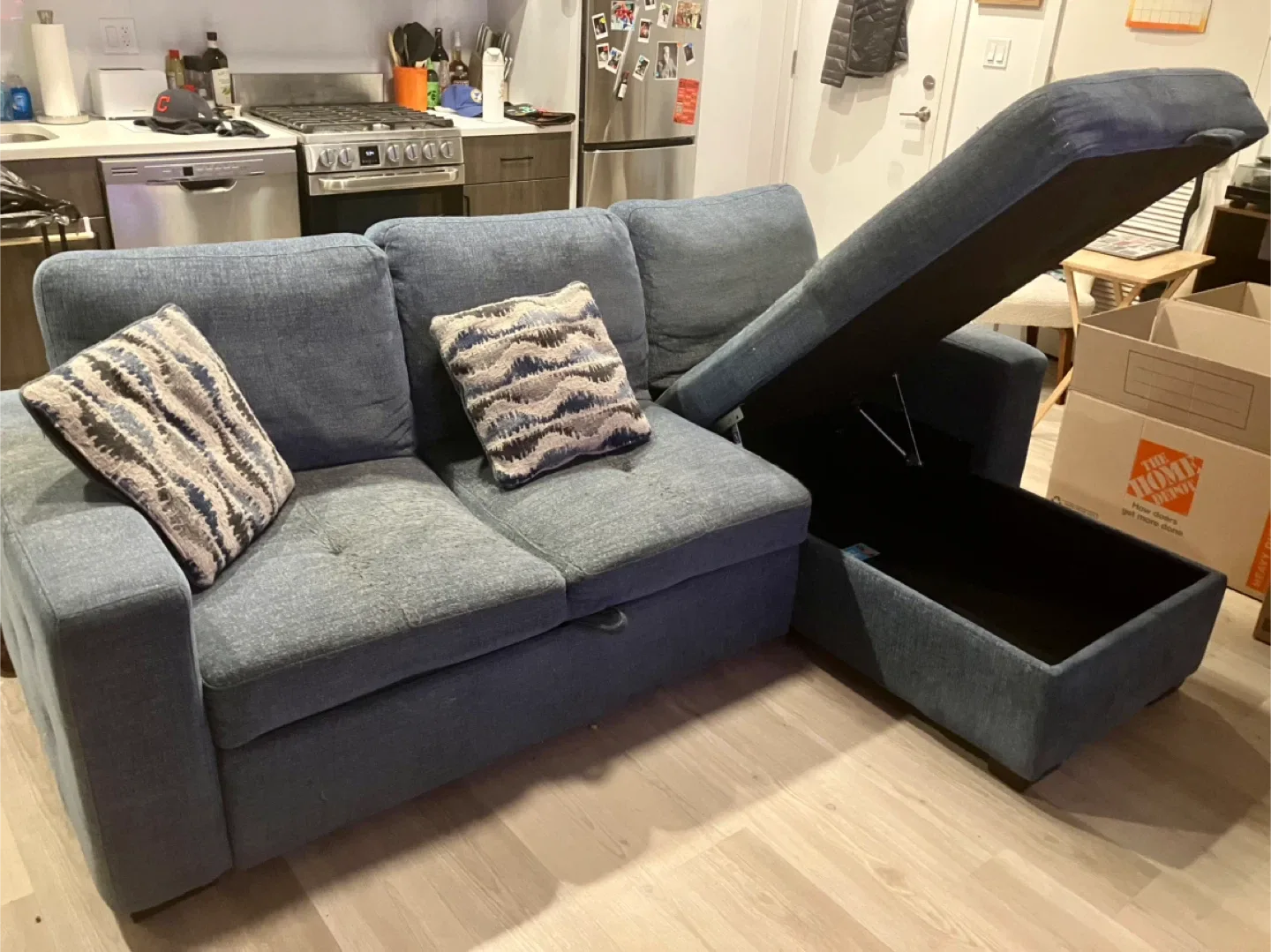 Blue Sectional Sofa with Storage image indicator(3)