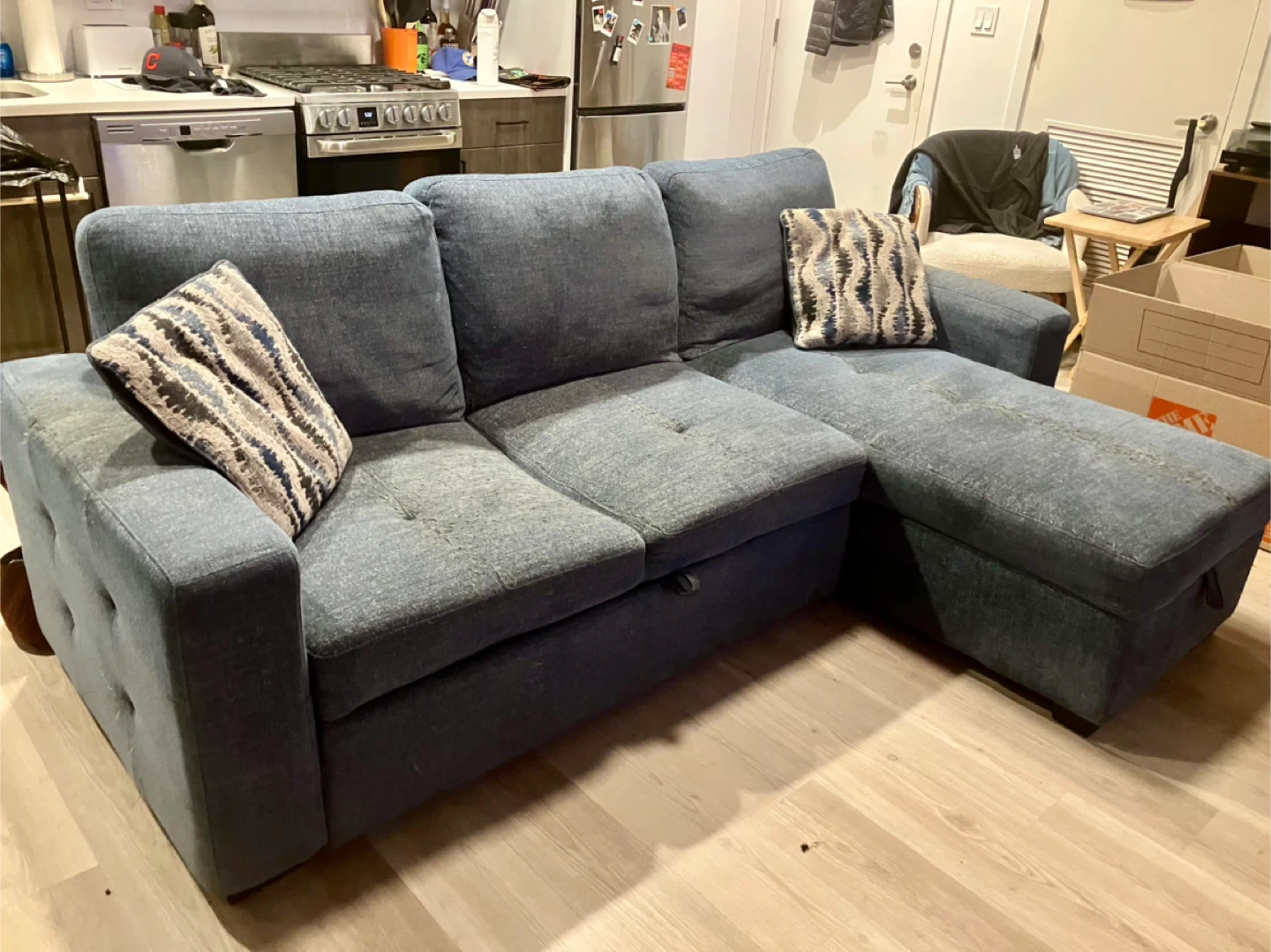 Blue Sectional Sofa with Storage