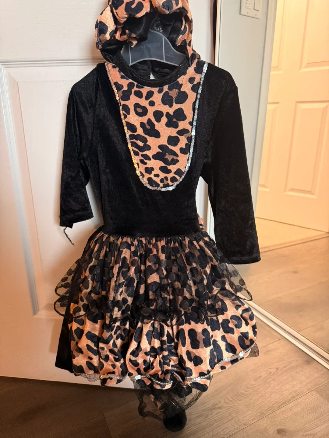 Halloween Girl's Black & Leopard Print Costume Dress thumbnail