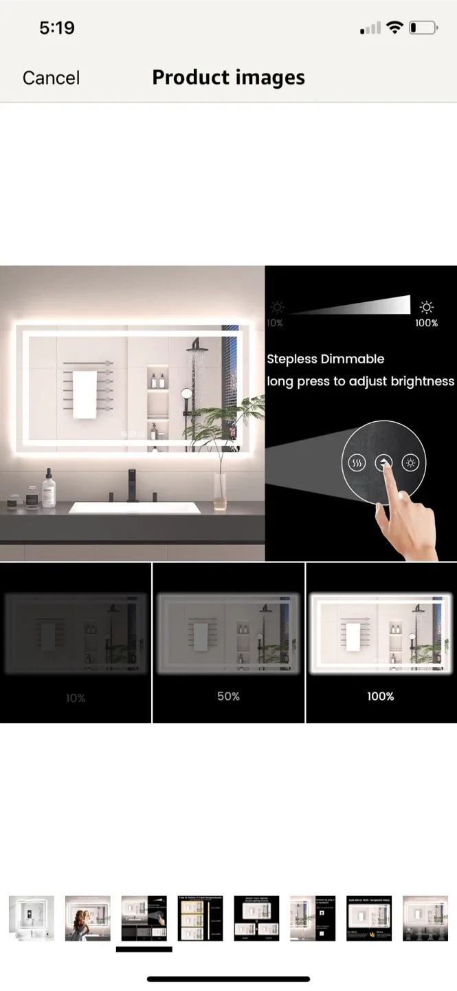 Rpoesx LED Bathroom Mirror 30"x30" image indicator(5)