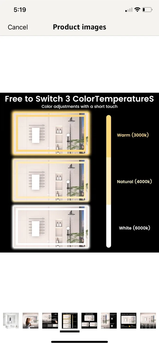 Rpoesx LED Bathroom Mirror 30"x30" image indicator(4)