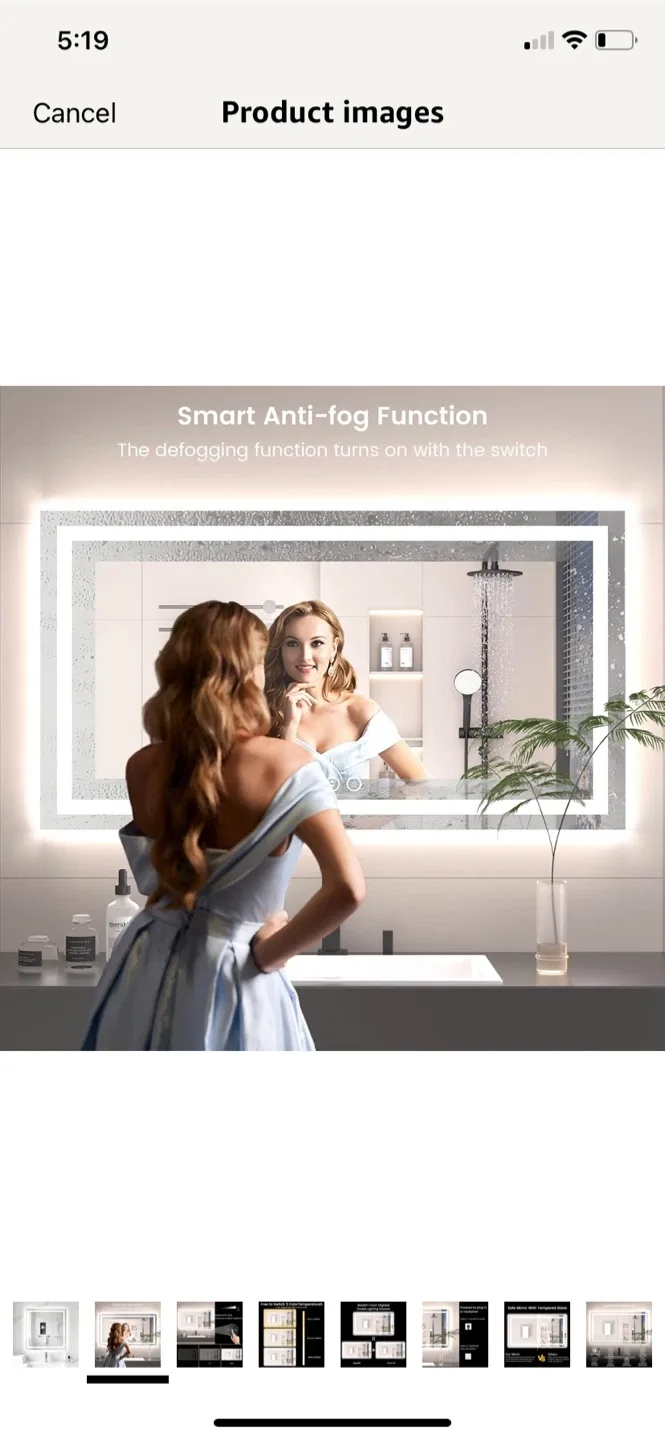 Rpoesx LED Bathroom Mirror 30"x30" image indicator(2)