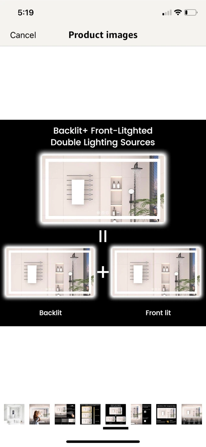 Rpoesx LED Bathroom Mirror 30"x30" - photo 3