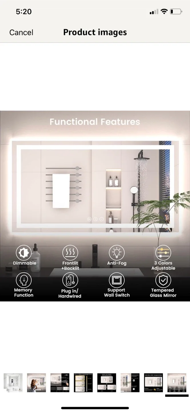 Rpoesx LED Bathroom Mirror 30"x30" image indicator(9)