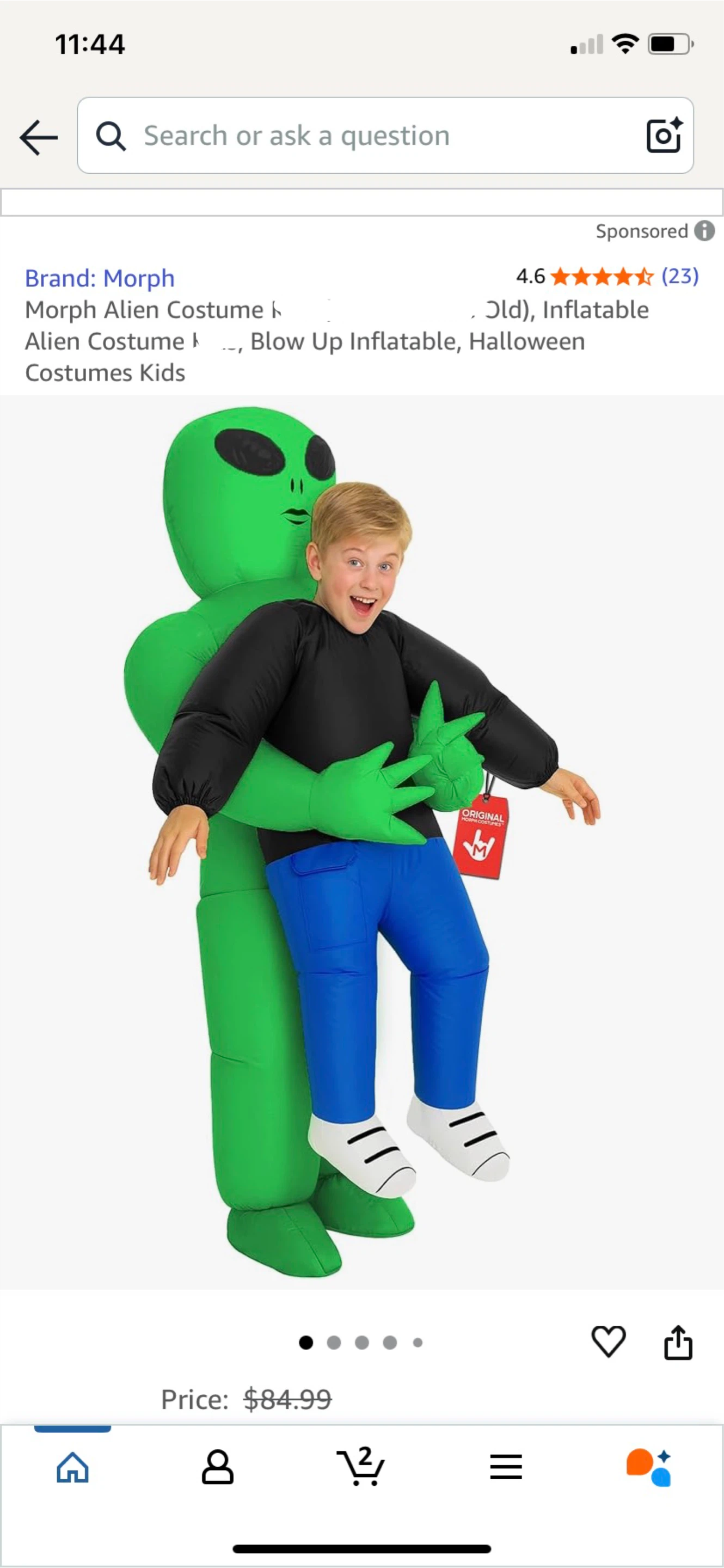 Adult-teen Morph Alien Blow Up Inflatable Costume