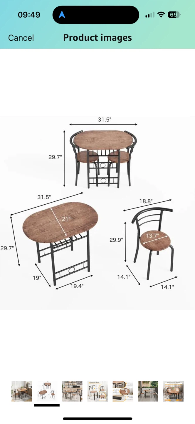 Dining Table Set- Table and 2 Chairs - photo 3