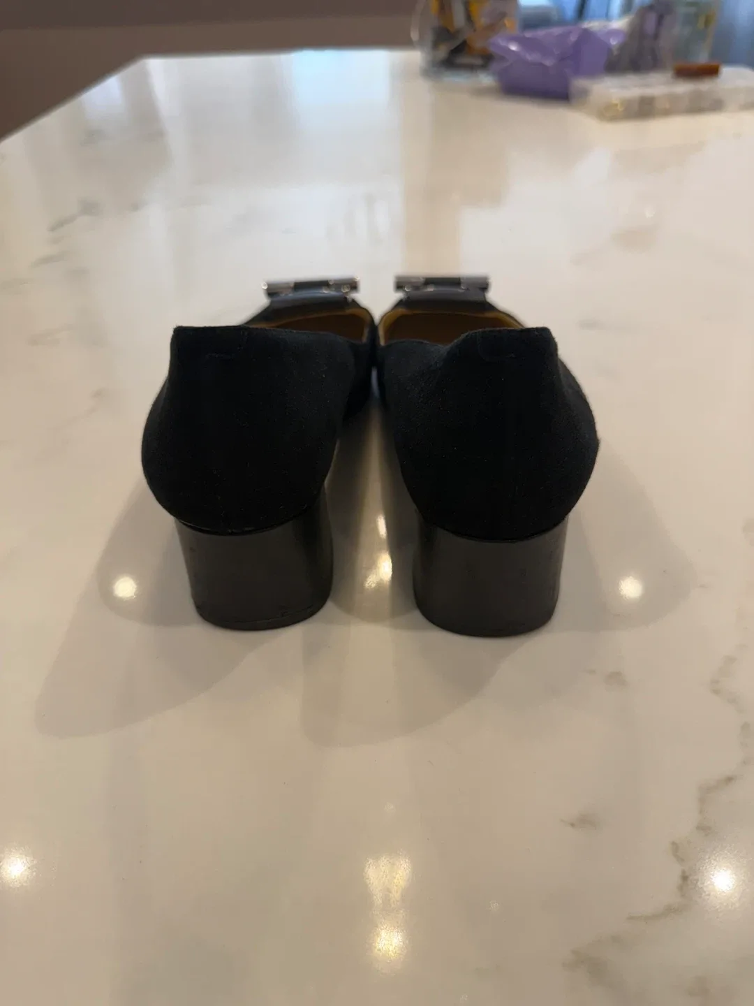 Michael Kors Black Suede Block Heel Shoes Size 8 image indicator(5)