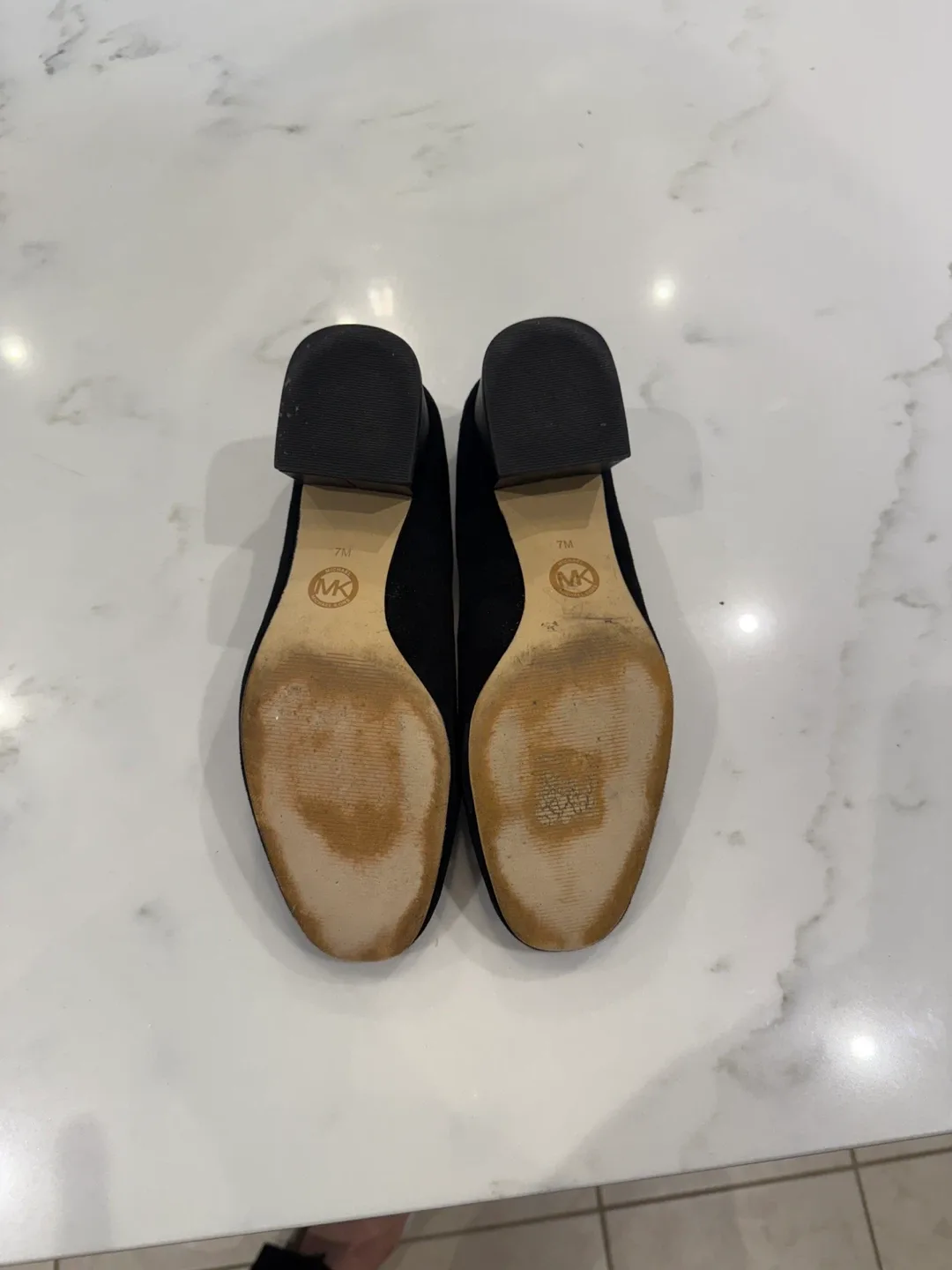 Michael Kors Black Suede Block Heel Shoes Size 8 image indicator(7)