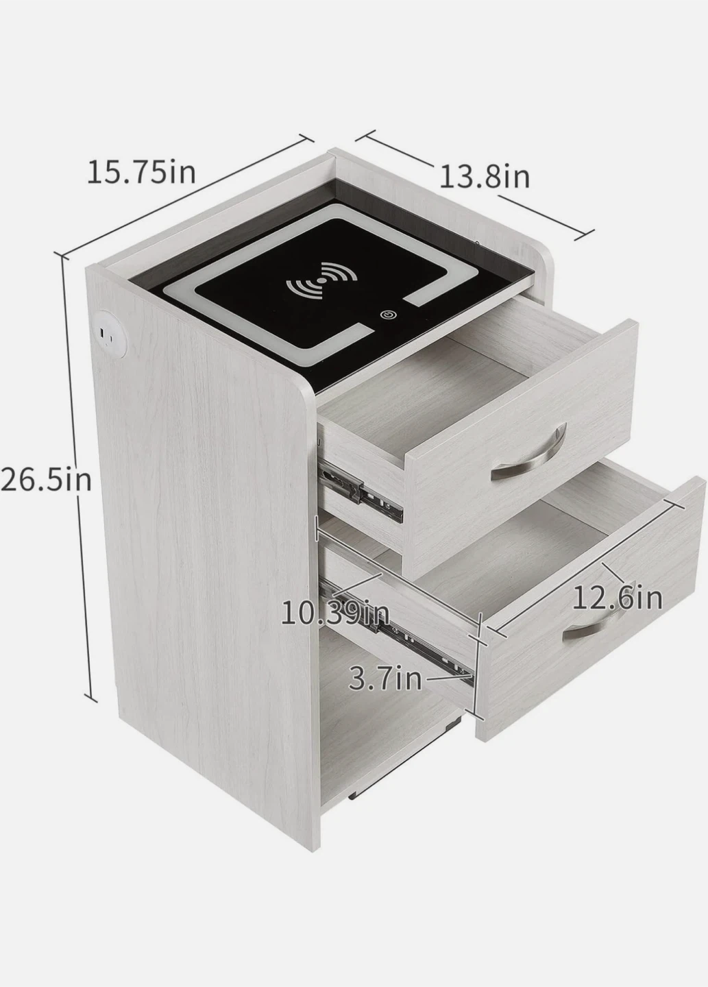 Nightstand with Wireless Charging & LED Lights - photo 4