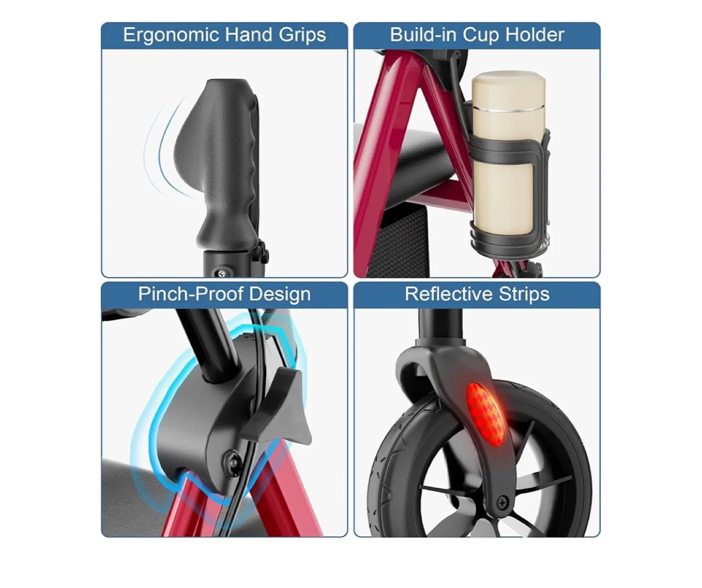 Homland Walker rollator with Seat - Red image indicator(3)