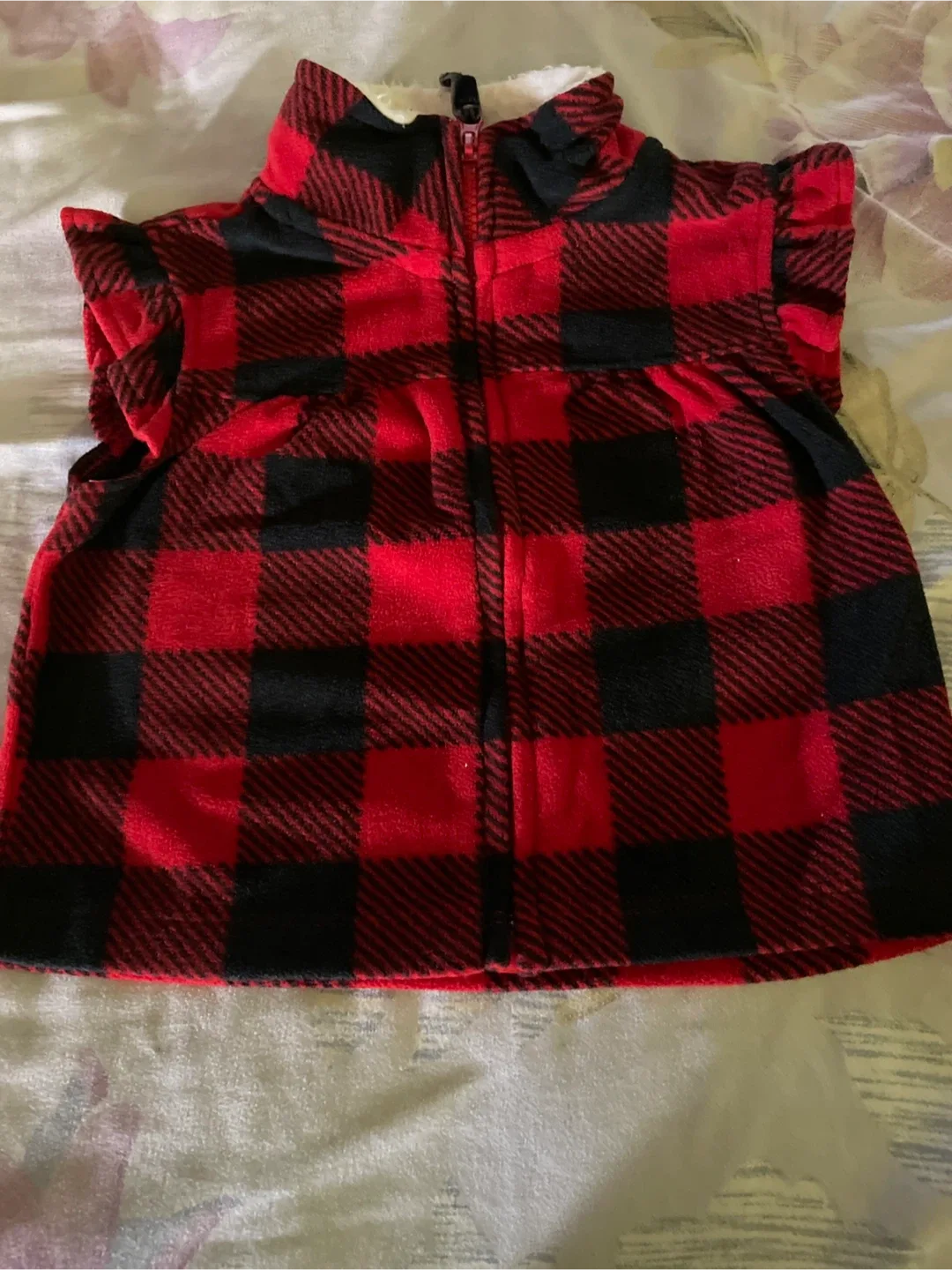 Carter's 6m Red & Black Plaid Fleece Jacket thumbnail