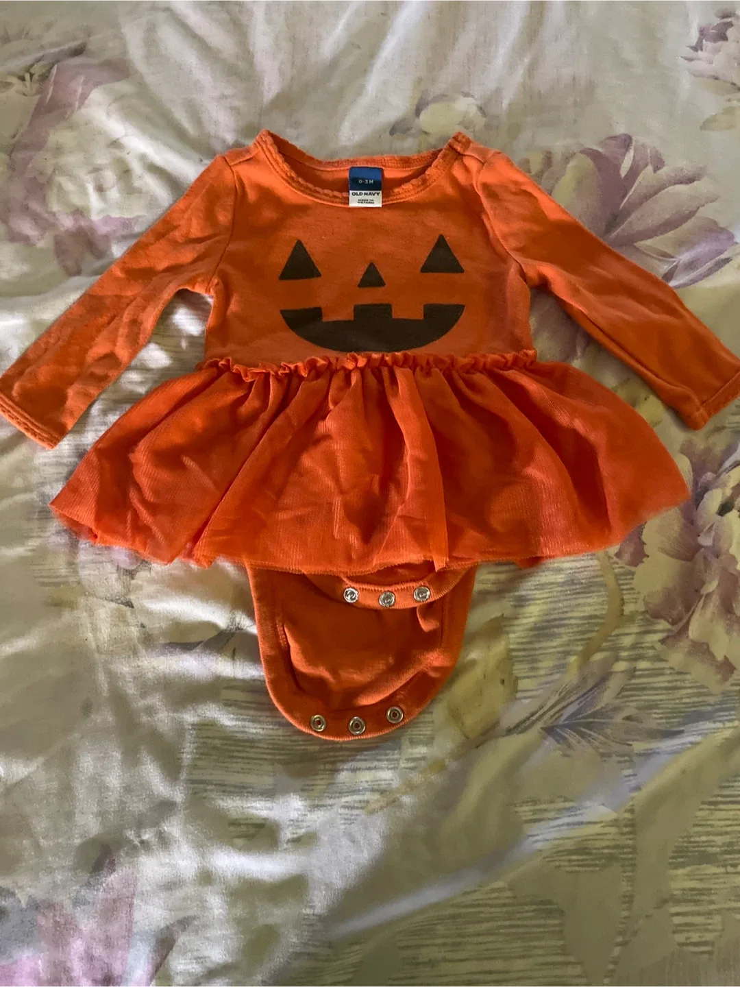 Old Navy Orange Pumpkin Tutu Bodysuit, 0-3M thumbnail
