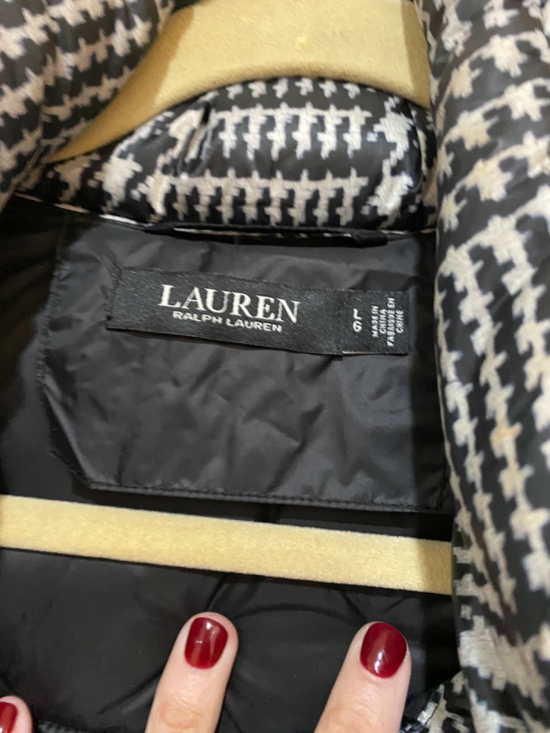 Ralph Lauren Houndstooth Puffer Jacket - Size L - photo 3