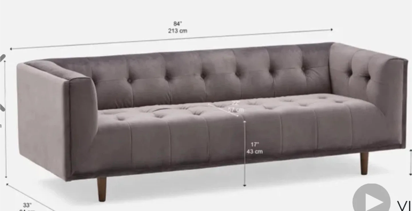 Grey Velvet Sofa (84")- image indicator(4)