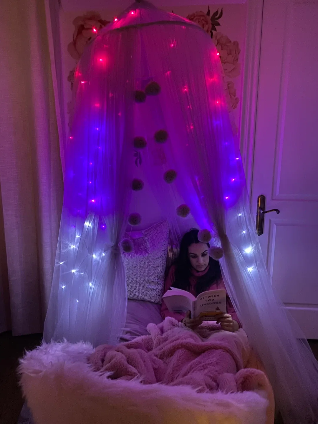 Elegant handmade tulle hanging Canopy image indicator(2)