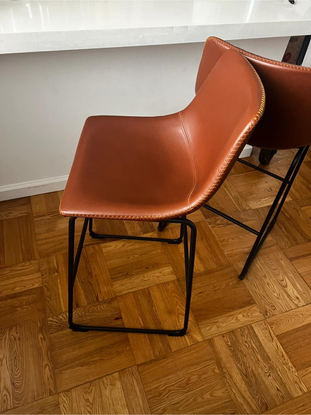 Brown Leather Bar Stools - Set of 2 - photo 3