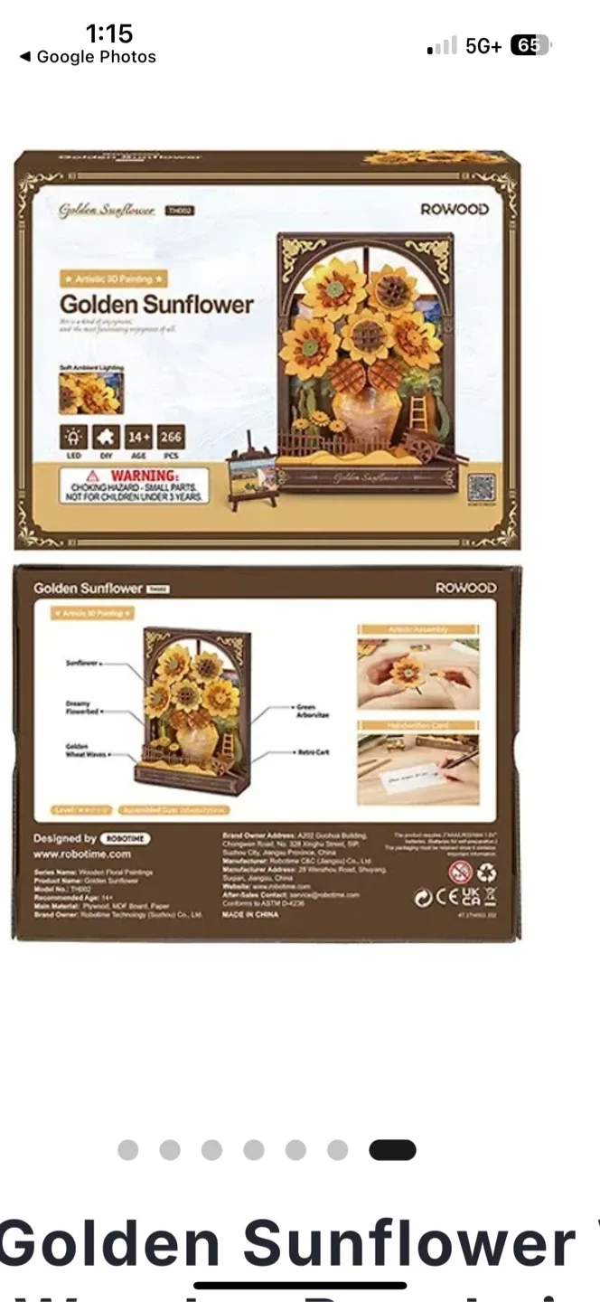 ROWOOD Golden Sunflower TH002 3D Painting Kit thumbnail