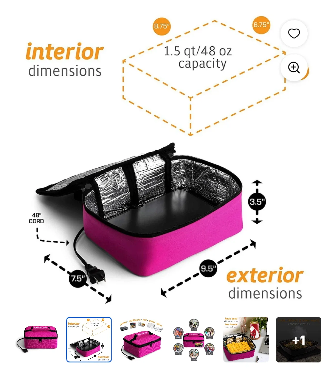 Hot Logic Mini Food Warmer Lunch Bag - Pink image indicator(2)
