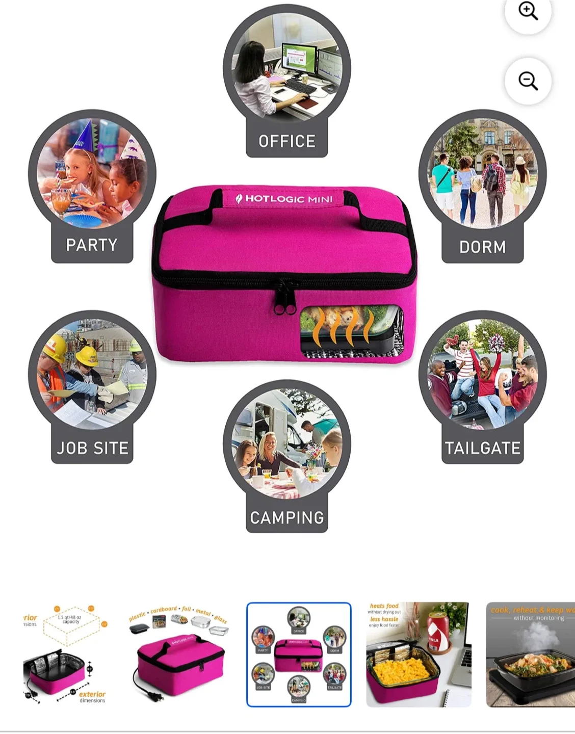 Hot Logic Mini Food Warmer Lunch Bag - Pink thumbnail