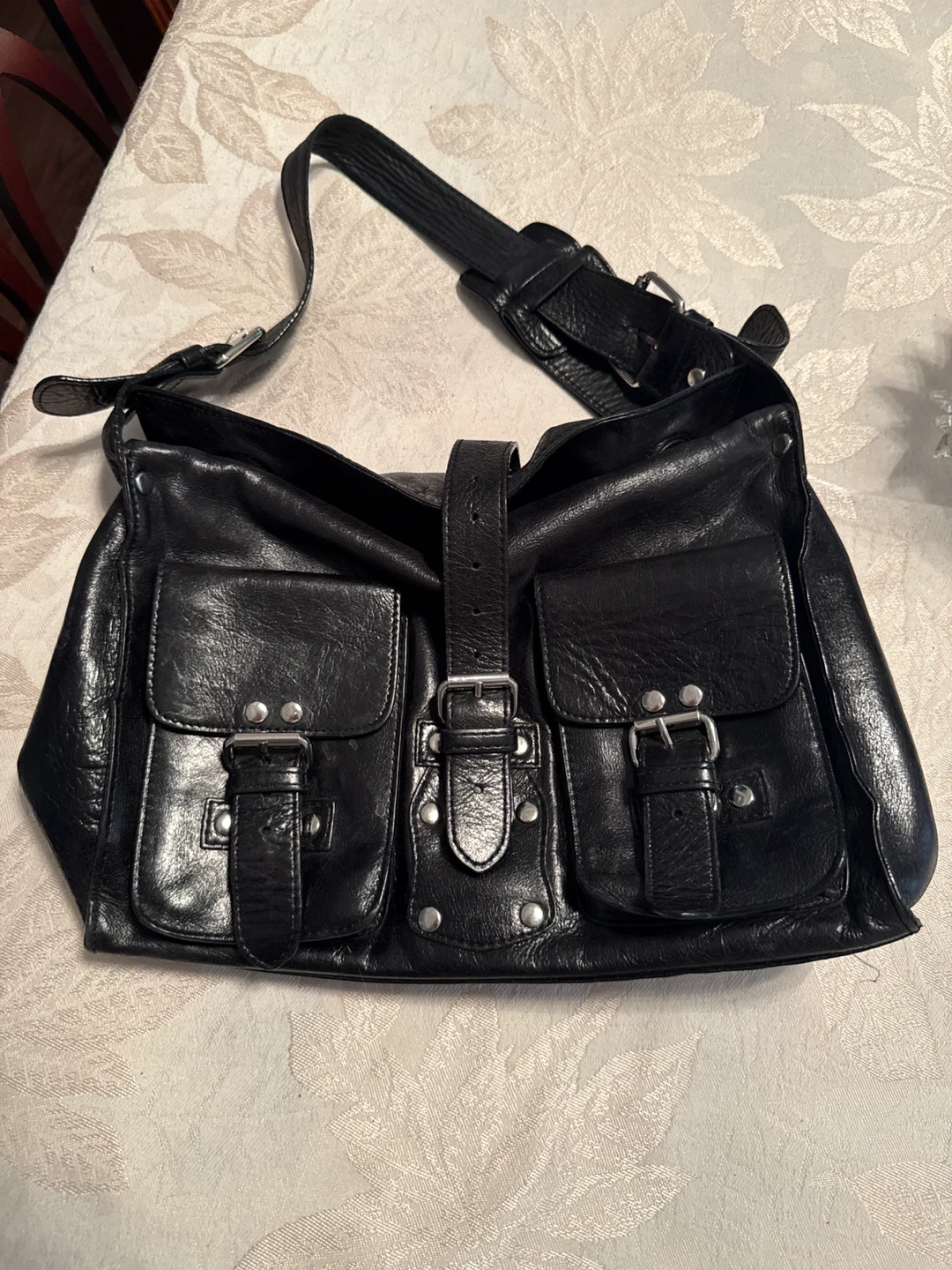 Black Leather Satchel Bag