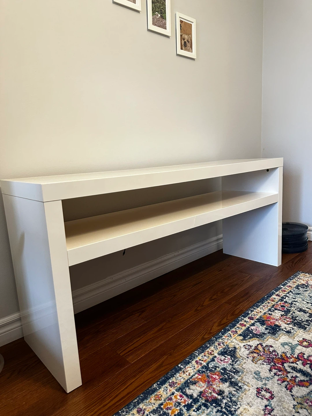 White IKEA Console with Shelf