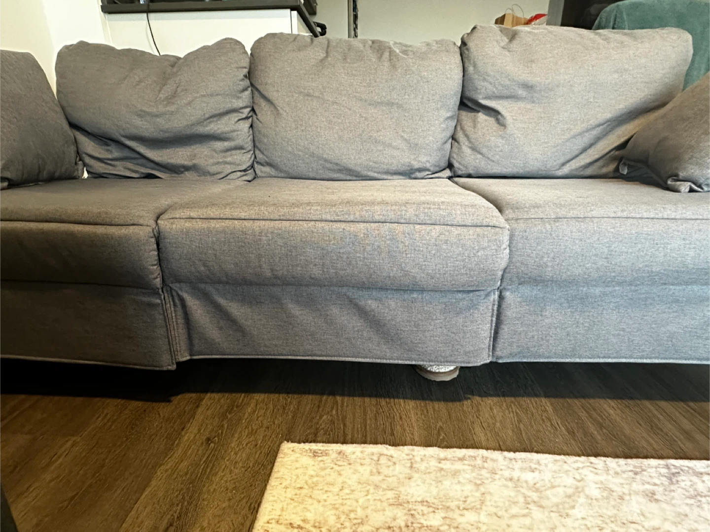 3-seater light grey sofa