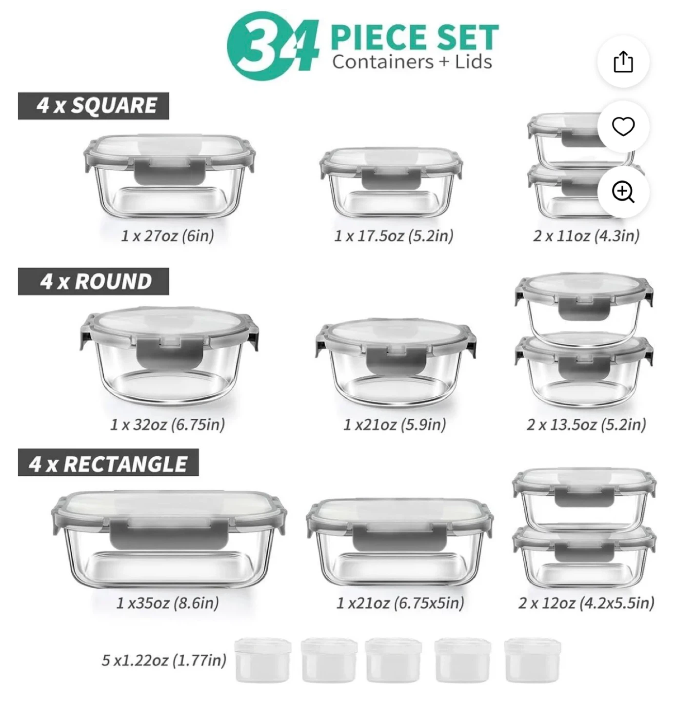 34-Piece Glass Meal Prep Containers Set - photo 3