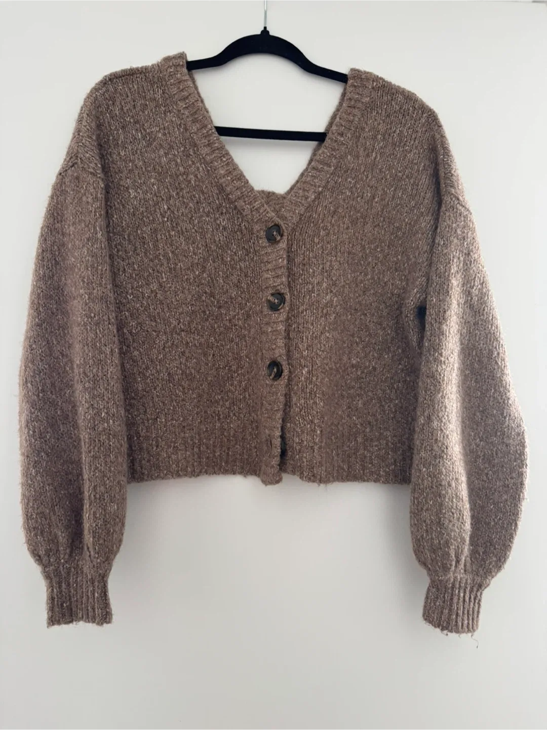 Brown knit oversized cardigan thumbnail