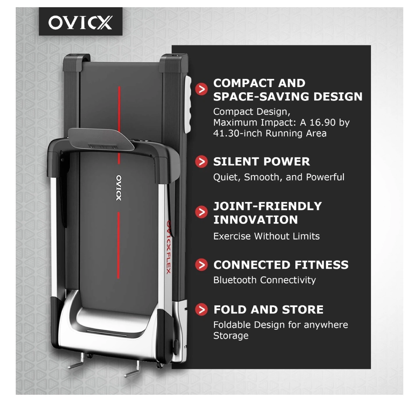 OVICX Q100 Foldable Treadmill - Compact & Powerful
