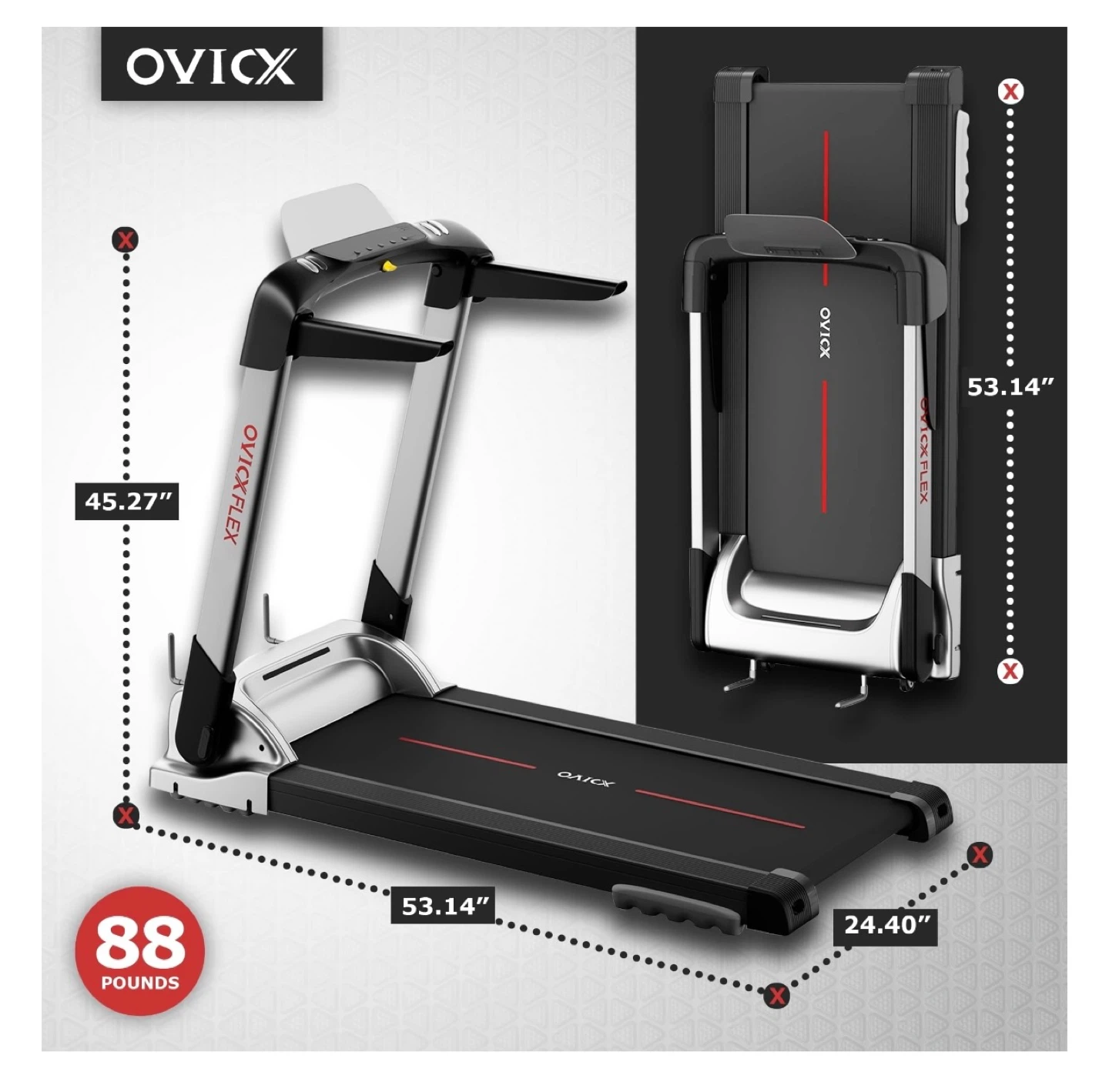 OVICX Q100 Foldable Treadmill - Compact & Powerful - photo 2
