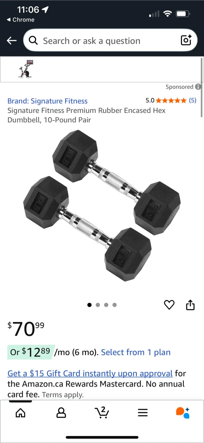 Signature Fitness 10lb Dumbbell Pair thumbnail