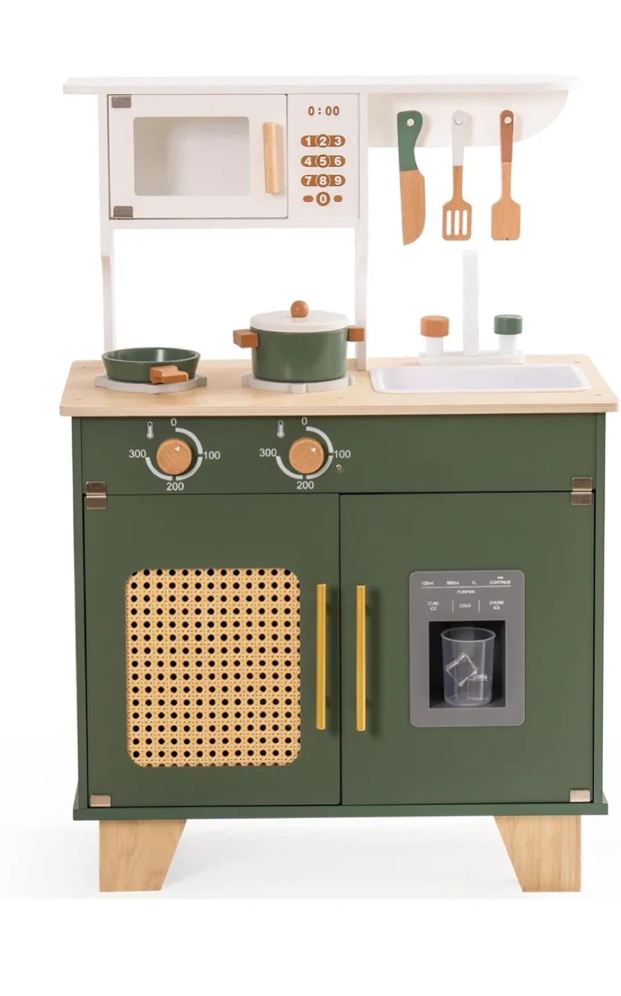 Kids Wooden Play Kitchen - Olive Green thumbnail