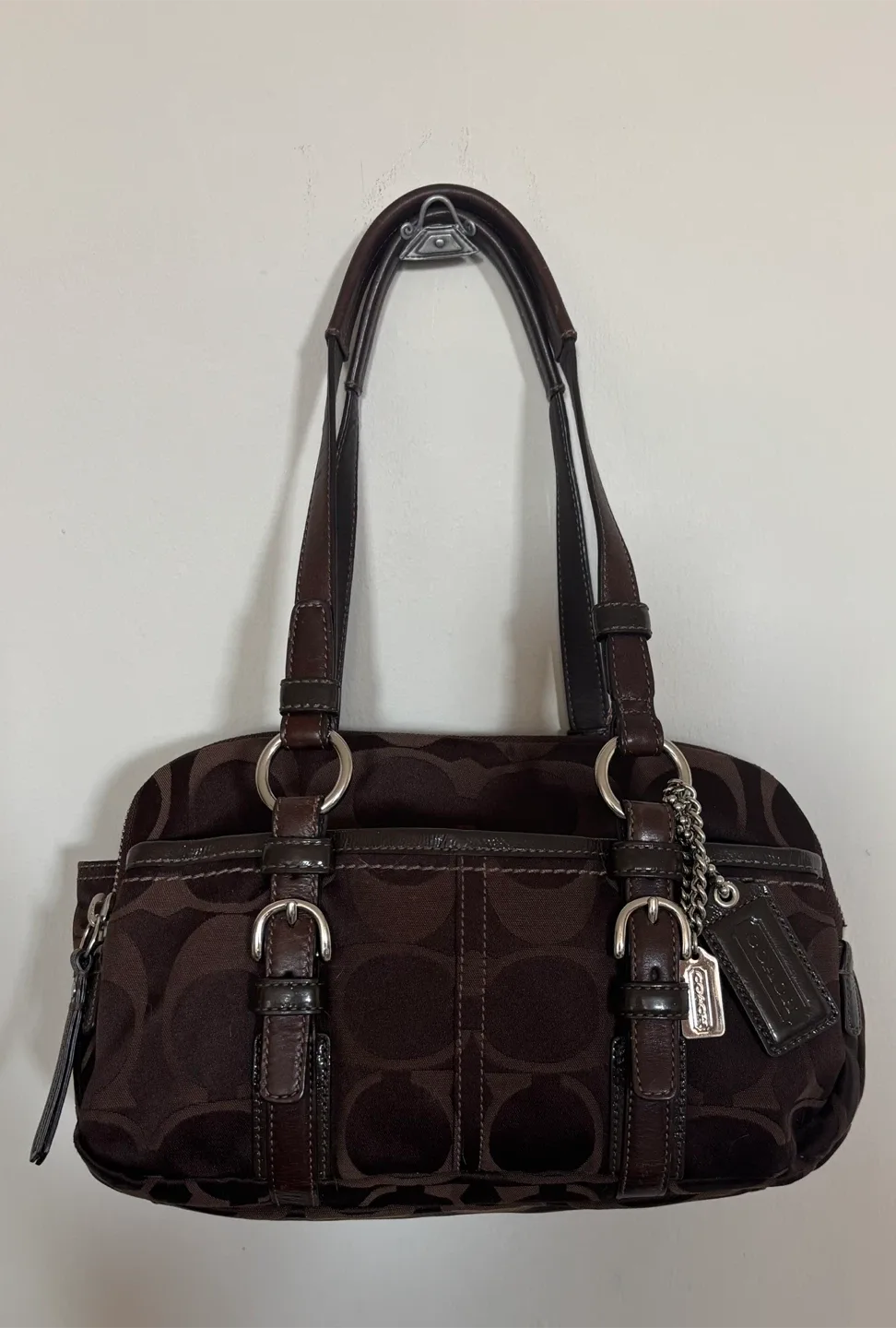 Y2K Vintage Coach Brown Signature Shoulder Purse thumbnail