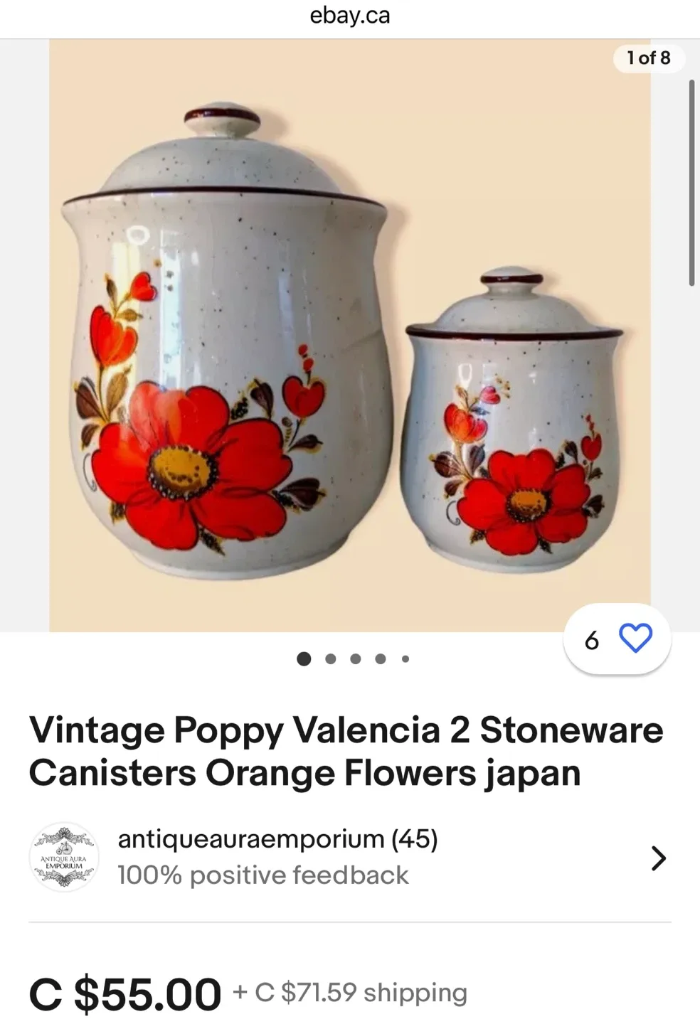 Vintage Poppy Valencia Stoneware Canisters image indicator(2)