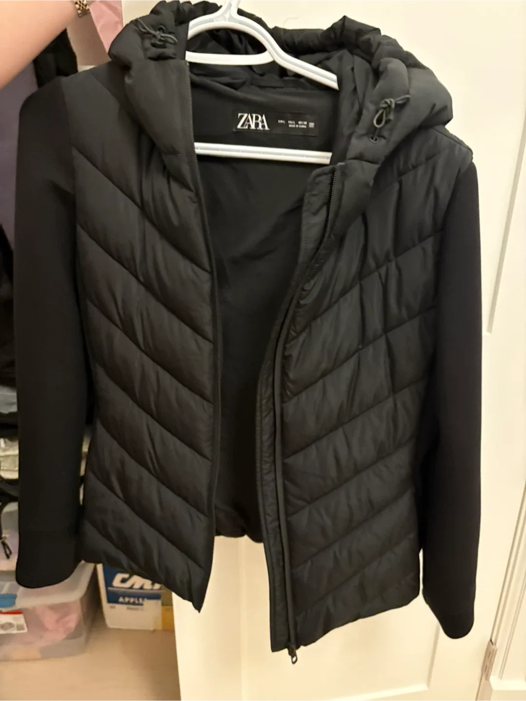 Zara Black Puffer Jacket - Size L thumbnail