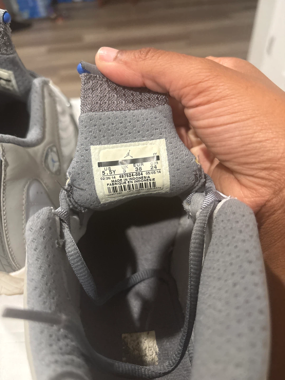 Jordan 14 Retro Grey/Blue Size 5.5Y - photo 3