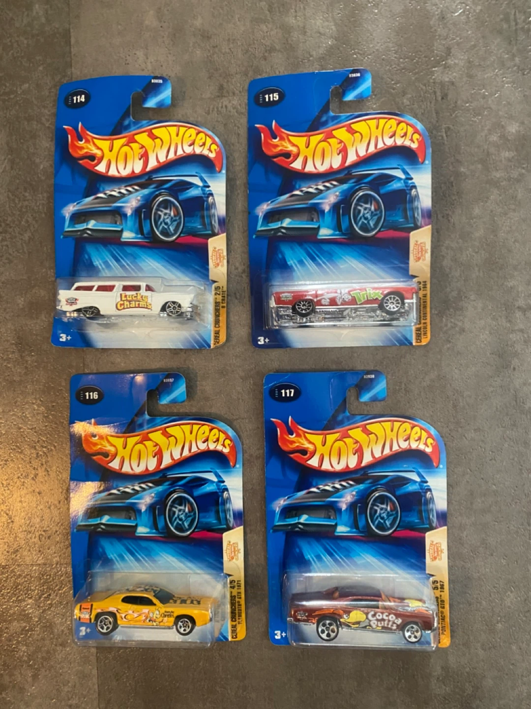 NEW! 4 Hot Wheels 2003 Cereal Crunchers Die-Cast Cars