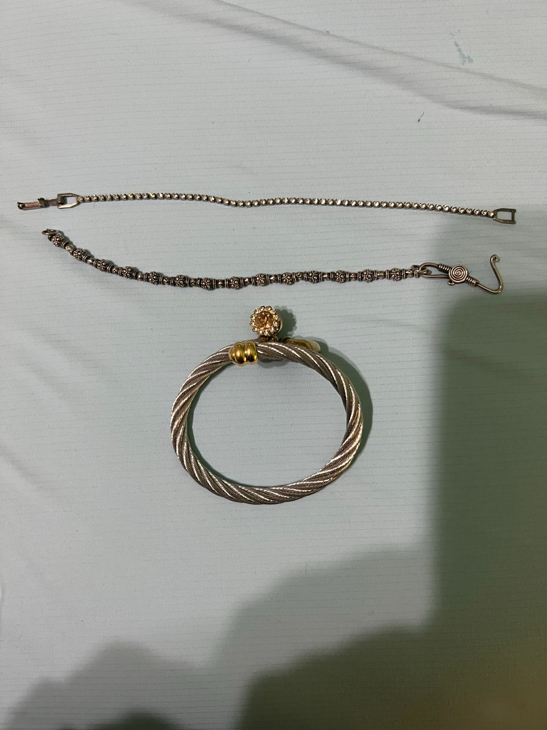 Jewelry Lot: 2 Bracelets, 1 bangle and a pin