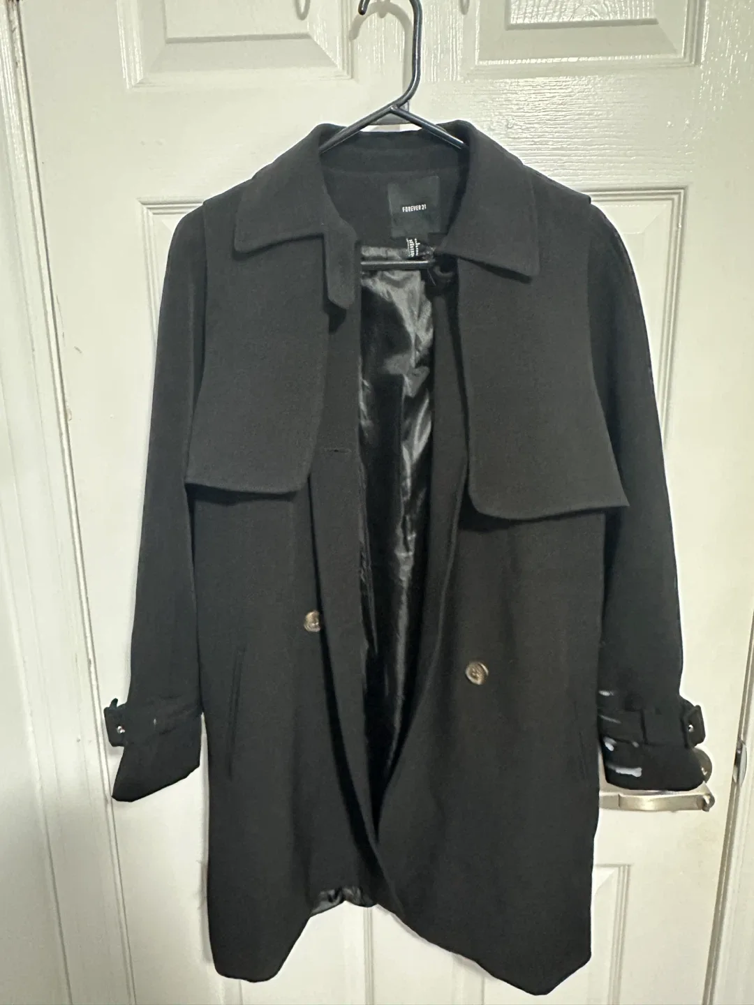 Forever 21 Black Trench Coat thumbnail