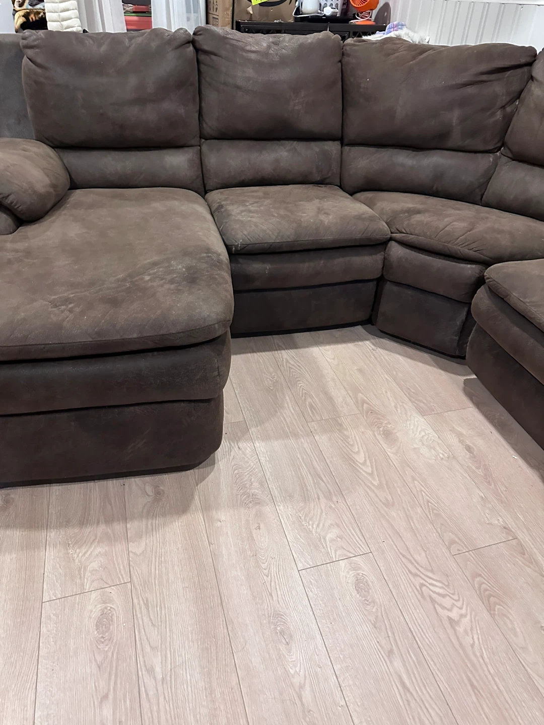 Brown Sectional Sofa with Recliner - photo 5