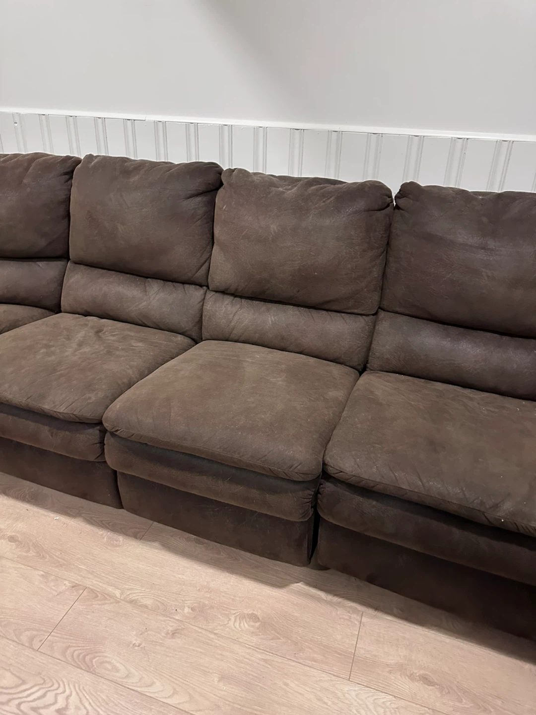Brown Sectional Sofa with Recliner - photo 2